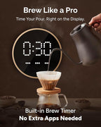 INTASTING Gooseneck Electric Kettle with Precise ±1℉ Temperature Control, Wood-Accented Handle, Stainless Steel Interior, Quick Heating Pour Over Kettle for Coffee & Tea, 0.9L, Matte Grey