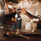 JNWINOG Cocktail Shaker Set Stainless Steel Bartending Kit 18.6oz Cocktail Bar Set Cocktail Mix Drink Making Kit Professional Bar and Home Drink Bar Tools for Bartender (Matte Black, 9Pcs)