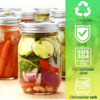 Palksky Mason Jar Lids Stainless Steel for Wide Mouth Mason Jar Lids, 4Pcs Rustproof Mason Jar Caps/Tops - Leakproof & Dishwasher Safe
