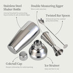 24oz Cocktail Shaker Set with 1 oz 2oz Jigger - Monogramm Initials Martini Shaker Set - 304 Stainless Steel Bar Shaker for Margarita,Mojito-Personalized Gift for Friend,Husband-W