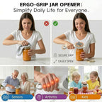 4-in-1 Adjustable Jar Opener for Weak Hands & Seniors — Ergonomic Non-Slip Handle, Multi-Size Lid Remover for Mason Jars, Bottles & Cans (Beige)