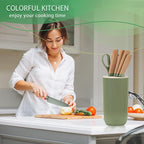 Green Knife Set, 6 Pieces Professional Kitchen Knife Set with Universal Knife Block, Super Sharp Knife Set with Ergonomic Handle Non-stick Stainless Steel Knife Block Set (Green)