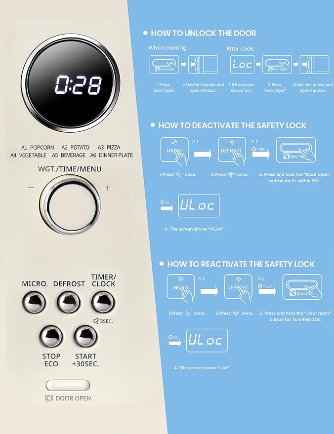 COMFEE' Retro Microwave Oven, Small Microwave with 6 Auto Menus, 0.9 cu.ft Countertop Compact Microwave with Multi-stage Cooking, Mute Function, LED digital, Apricot/900W, CMO-MMP02AA(AT)