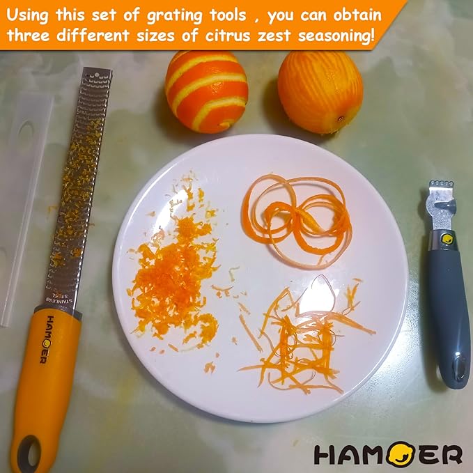 Grater Citrus Orange Lime Lemon Slicer with Channel Knife Stainless steel with non-slip rubber handle 2-pcs multi-tool set