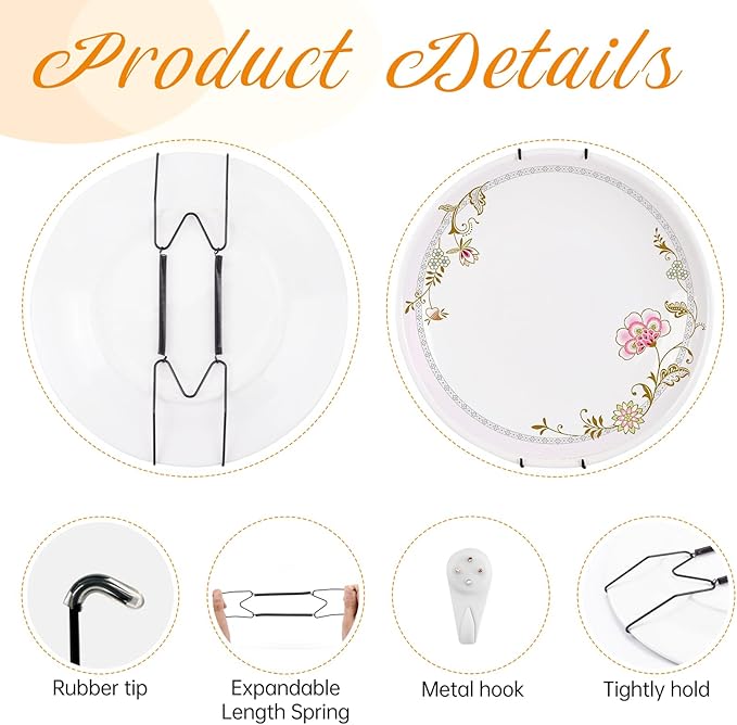 Bilillo 3 Pack Plate Hangers for The Wall, Suitable for 9''-11'' Decorative Plate,Invisible Heavy Duty Wire Plate Holder with Wall Hooks, Plate Hangers for Displaying Plates, Platter, Dish (Black)