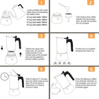 Uncoated 4 Cup Moka Pot 304 Thickened Stainless Steel Coffee Maker Stovetop Espresso Coffeemaker Italian Classic Style Brewing Greca Cafe Mocha Machine for Cafeteras Camping Travel Home 200ml 6.6oz