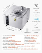 VEVOR Commercial Hard Ice Cream Machine, 500W 1.32 Gal/Hour, Gelato Hard Serve Ice Cream Maker with 2.8L 304 Stainless Steel Cylinder, Auto Clean LED Panel High Productivity for Snack Bar Restaurants