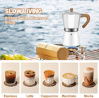 6 Cup Aluminum Espresso Stovetop Moka Pot Express Coffee Maker Percolator Italian Classic Mocha Coffee Machine for Italian and Cuban Cafe Brewing for Home & Camping 300ml 10oz