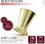 Gusto Nostro Mint Julep Cups Set of 4 - Stainless Steel Julep Cup Kit with Straws, Muddler, Spoon, Recipes, Vases - Southern-style Cocktail Glasses for Home Bar - Stainless Steel Cocktail Cups (Gold)