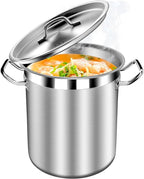 STOCKPOT 35 Quart Commercial Grade Large Stock Pot - Soup Pot with Lid - Non-Nickel Stainless Steel - Healthy Cookware Polished Stockpots - Heavy Duty - 8.8Gallon