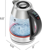 CHEFMAN Lightning High-Powered Electric Kettle, 1.8L 1750W, Rapid Boil 2 Cups in 2 Minutes, BPA Free Cordless Tea Kettle with Digital Temperature Control and 1-Hour Keep Hot – Stainless Steel