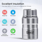 Insulated Food Jar Set – 25.4oz & 17oz Stainless Steel Containers with Folding Spoon and Carrying Bags – Leak-Proof, Keeps Food Hot or Cold for up to 12 Hours – Ideal for Work, School, Travel