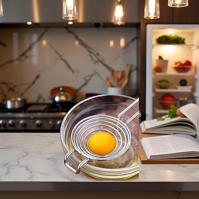 Silver Egg Separator, Yolk White Separator Tool, Food Grade Stainless Steel Egg Divider Egg Sieve Egg Extractor, Kitchen Gadget Cooking Baking Tool, Dishwasher Safe Specialty Tools