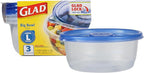 Glad GladWare Big Bowl Food Storage Containers with Lids, Large Round No BPA Plastic Containers for Soups, Salads, and Meal Prep, Lock Tight Seal, Microwave Dishwasher Safe, 48 Oz, 3 Count