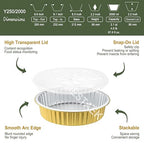 10" Aluminum Foil Pans with Lids (5 Pack), Heavy Duty Grease-Resistant Containers for Baking, Heating, Meal Prep & Food Storage, 2" Depth, 67oz