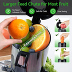Juicer Machines, Cold Press Juicer with 4.3" Large Feed Chute Fit Whole Fruit and Vegetable, Masticating Machine with Juice Recipe, Self Feeding Effortless for Batch Juicing,Easy to Clean,Black
