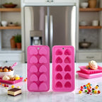 1Pc Pink Tray Heart Ice Cube Tray, BPA Free Shaped Ice Cube Trays for Drinks, Dishwasher Safe Silicone Molds for Making Candle, Candy, Specialty Tools and Gadgets