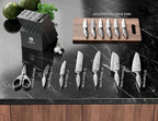 ASETY Knife Set - Ultra Sharp Knives Set for Kitchen with block, 15 PCS Stainless Steel Knife Set with Built-in Sharpener, Ergonomic Non-Slip Handle, Elegant Box for Men Women