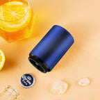 Destapador De Cerveza Automatic Beer Bottle Opener with Magnetic Cap Bottle Opener, Stainless Steel One Handed Lid Opening Spring Loaded Push&Pop Bottle Opener for Kitchen Home Bar Gift（Blue）