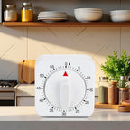 1Pc White Simple Fashionable Timer Clock,60-Minute Mechanical Kitchen Wind up Timer Visual Cooking Clock with Loud Alarm No Batteries Required for Cooking Baking and Kitchen,Thermometers and Timers