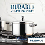 Farberware Classic Stainless Steel 6-Quart Stockpot with Lid, Stainless Steel Pot with Lid, Silver