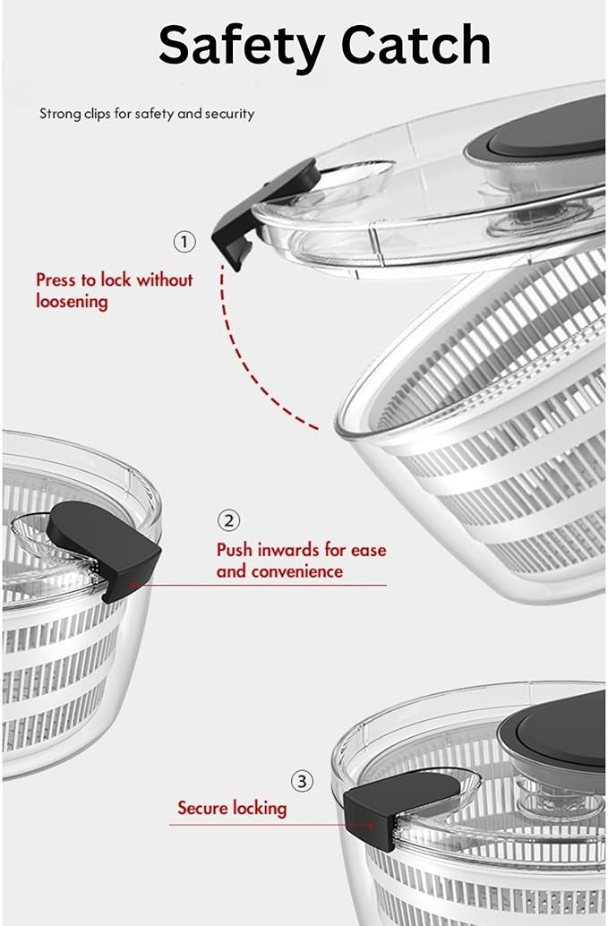 Large Salad Spinner – BPA-Free Vegetable & Fruit Dryer, Lettuce Spinner with Bowl and Colander