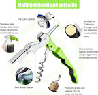 6 Pieces wine key wine opener Professional Waiter Corkscrews Stainless bottle opener Fold Serrated Foil Cutter Key for Family, Company Party,Bars,Restaurants(green)