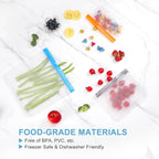 Lerine 14 Pack Reusable Gallon Freezer Bags Dishwasher Safe, BPA Free Reusable Freezer Bags 1 Gallon, Leakproof Food Storage Bags for Meal Prep, Fridge Kitchen Organization (Gray, 14Gallon)