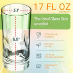 Bravario Unbreakable Plastic Drinking Glasses 17 oz | Dishwasher Safe Shatterproof 100% Tritan Water Tumblers | BPA Free Reusable Outdoor Highball Drinkware | Set of 4