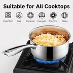 SLOTTET 1Qt & 2Qt & 3QT Stainless Steel Sauce Pan Set with Lid,6 Pcs Non Stick Saucepan,Small Kitchen Pots,Induction Compatible,PFOA FREE