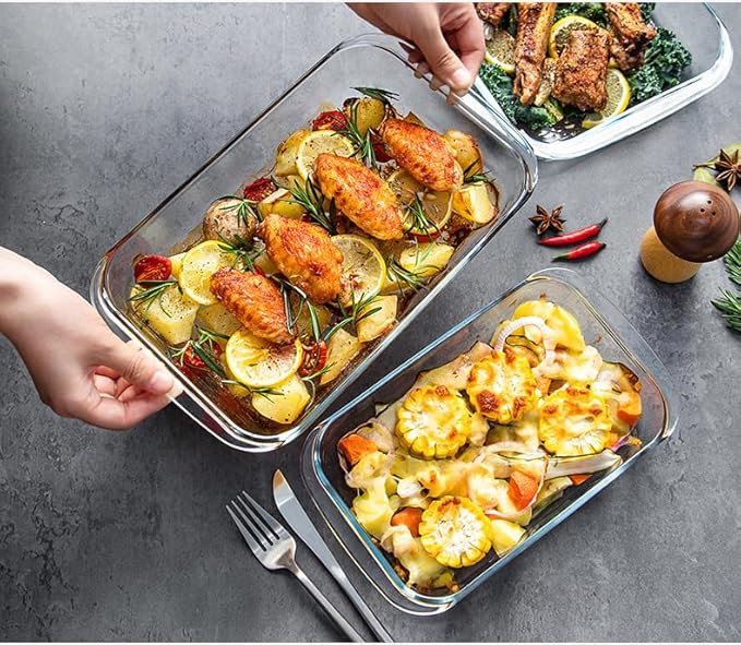1.5-Quart Tempered Glass Oblong Baking Dishes, Set of 2