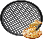 12 Inch Round Pizza Pan with Holes, Carbon Steel Pizza Pans for Frozen & Homemade Pizza, Nonstick Pizza Tray for Oven