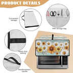 Wooden Board Daisy Print Toaster Oven Dust-proof Cover for Kitchen Small Appliance Fingerprint Protection Decorative Countertop Oven Protector (Small-14.5 * 18.46 * 9 inches)