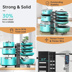 MUDEELA Pots and Pans Organizer Rack under Cabinet 16.61 Height, 8 Tiers Adjustable Pot Pan Rack with 3 DIY Methods, Pot Lid holder for Kitchen Cabinet Organizers and Storage