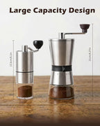 78g Large Capacity Manual Coffee Grinder with Handle Crank, Conical Ceramic Burr Mill, Adjustable Grind Settings, Glass Jar, Handheld Coffeegrinder for Home Use,Travel, Camping, Quiet and Portable