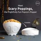 OTOTO New Scary Poppings Microwave Popcorn Popper - Gothic Popcorn Microwave Popper, Silicone Microwave Popcorn, Collapsible Bowl Popcorn Bowls, Halloween Goth Accessories Goth Gifts (White)