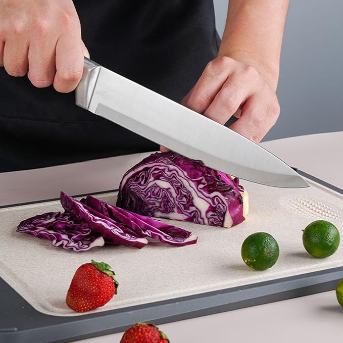 Kitchen Knife Set, 9-Piece White Kitchen Knife Set with Acrylic Block, Non Stick Sharp High Carbon Stainless Steel Knife Set for Kitchen Cutting Meat Slicing Chopping Kitchen Women Gifts