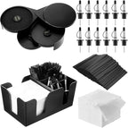 Mifoci 3 Tier Bar Glass Rimmer Bartender Tool with 12 Pcs Stainless Steel Classic Bottle Pourers, Bar Caddy with 6 Compartment, 1000 Pcs Coffee Cocktail Stirrers, 200 Napkins (Plastic)