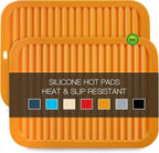 Silicone Trivets for Hot Pots and Pans, 9 * 12" Orange Silicone Hot Pads Pot Holders for Kitchen, 2 Pack Trivet Mat for Hot Dishes, Hot Pot Mats Hot Plates for Table Hot Dishes, Jar Opener