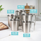 Newness 2-Pack Stainless Steel Measuring Cups Set, (3 Marking Including Cup/ML/Oz Scale) (2 & 3 Cup) Metal Measuring Cup with Handle For Prepping, Baking and Cooking, Dishwasher, Microwave Safe