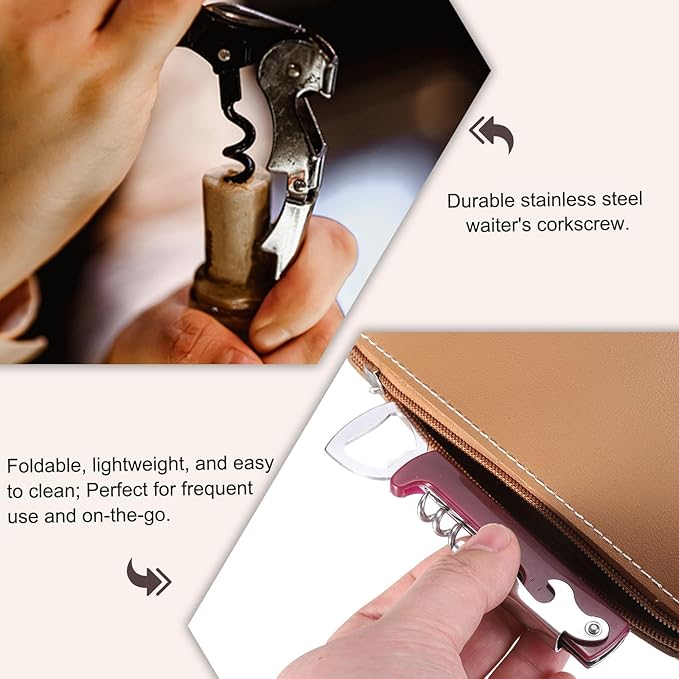 uxcell 2 Pcs Wine Opener, Bottle Opener Keychain, Durable Stainless Steel Waiter's Corkscrew, Compact All-In-One Home Bar Tool for Bar, Party, Wedding, Home, Travel, Black