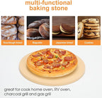 Small 10 inch Round Pizza Stone,for RV Camper Oven,Round baking stone Grill,Can make pizza, bread, pies,BBQ, Durable and Safe, Give away Plastic Scraper