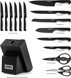 McCook® Knife Sets,German Stainless Steel Knife Block Sets with Built-in Sharpener, Black (Pack of 2)