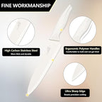 E-far Knife Set with Block, 15 Pieces Kitchen Knife Block Set with Sharpener, High Carbon Stainless Steel Sharp Chef Knife Set with Ergonomic Handles, Anti Rust, White