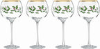 Lenox Drinkware, Holiday 4-Piece Wine Balloon Glass Set, Set Of 4, 14 Fl Oz Capacity, Made From Glass, Festive Red Christmas Design, Hand Wash Only, Christmas Decorations, Winter Decor (4 Piece)