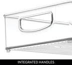 iDesign Plastic Stackable Pantry Bin - Organizer Bin with Handles for Cabinets or Fridge - Set of 2 - Clear
