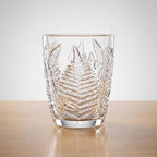Vintage Drinking Glasses Set of 4, 10 oz Hand-Pressed Clear Glass Cups, Fern Embossed Retro Glassware, Textured Tumblers for Water, Cocktails & Juice, Decorative Kitchen Drinkware, Unique Boho Gift