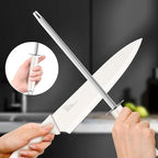 E-far Knife Set with Block, 15 Pieces Kitchen Knife Block Set with Sharpener, High Carbon Stainless Steel Sharp Chef Knife Set with Ergonomic Handles, Anti Rust, White