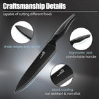 HaWare Knife Set, 21 Pieces Stainless Steel Kitchen Knife Block Set, Black Chef Knife Sets with 6 Steak Kinves, Measuring Spoon & Slicer for Home, Sharp Blade & Light Weight Cutlery, Ergonomic Handle
