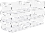Sorbus Stackable Storage Bins Open Front, Clear Stackable Storage Bins, Pantry Bins for Storage and Organization, Acrylic Stackable Bins for Kitchen, Clear Pantry Organizer Bins (Large 6 Pack)
